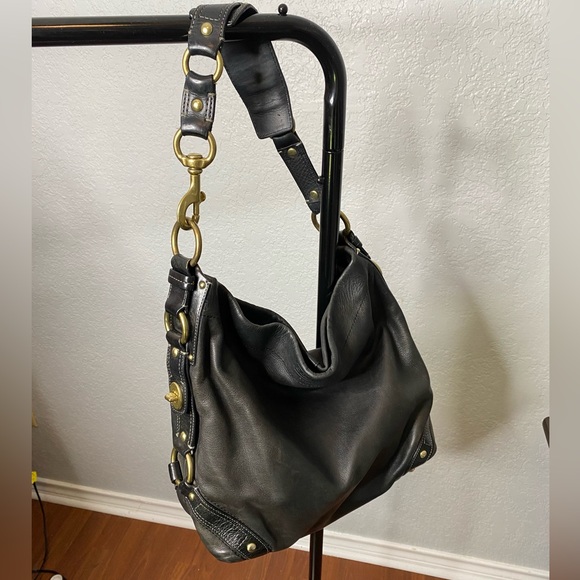 COACH Carly Large Hobo Shoulder Leather Black Purse - Picture 3 of 14